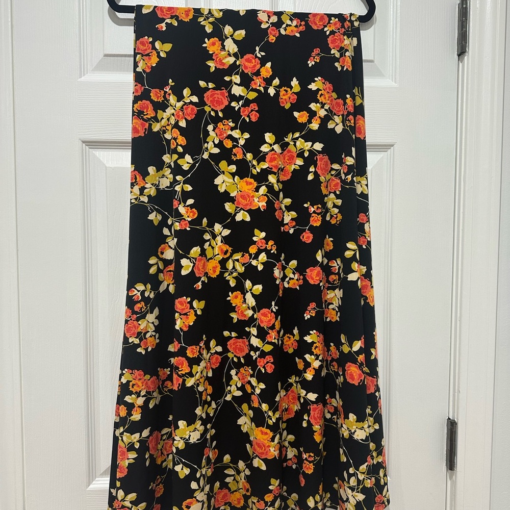 LuLaRoe Maxi Skirt with Red and Yellow Floral Design